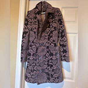 Free People Purple Crushed Velvet Peacoat